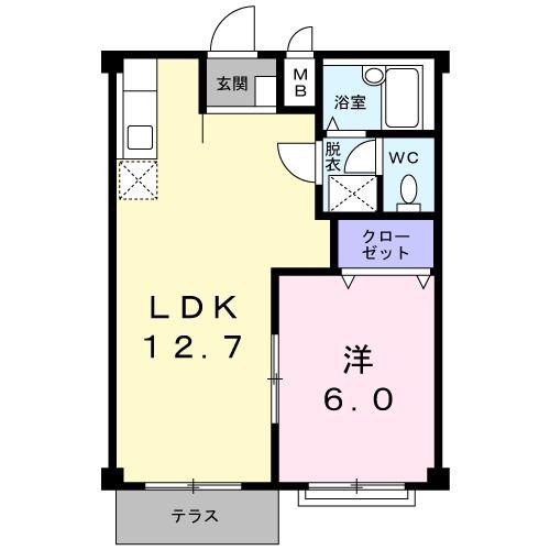 エルディム鈴木(1LDK/1階)の間取り写真