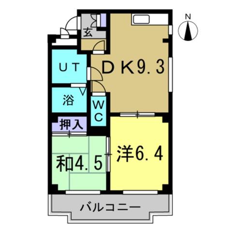 パークヒル新知(2LDK/2階)の間取り写真