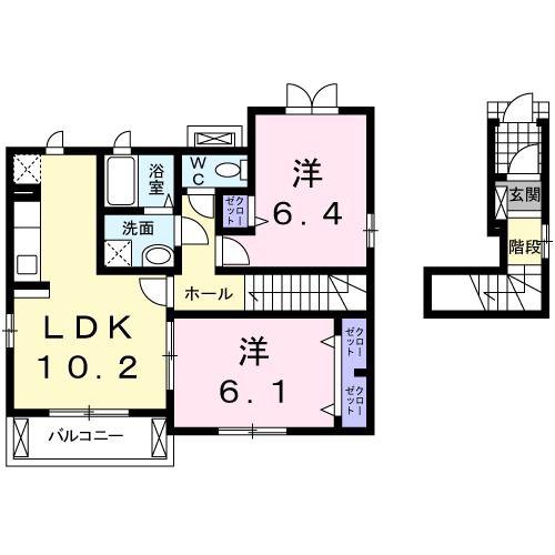 ネモリーノ(2LDK/2階)の間取り写真