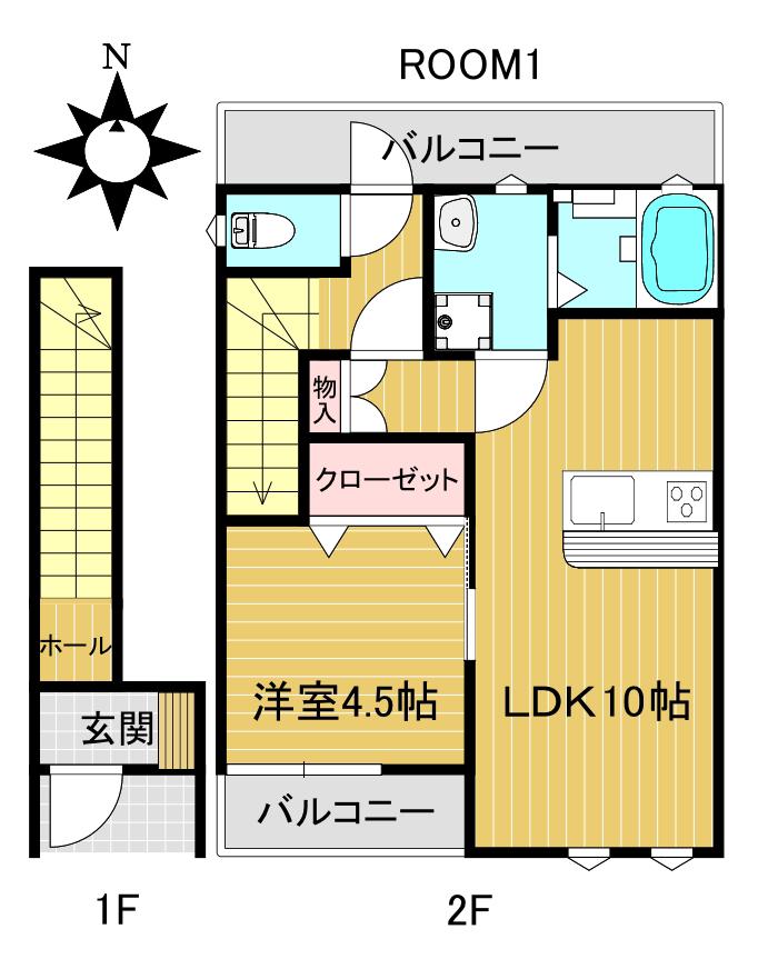 HILLSAIDE APARTMENT(1LDK/2階)の間取り写真