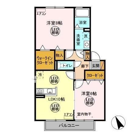 ハピネス A・B(2LDK/2階)の間取り写真