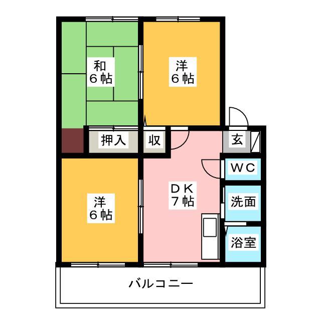 メゾン・サンライフA(3DK/2階)の間取り写真