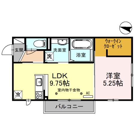 ＩＲいしかわ鉄道 西金沢駅 徒歩7分 3階建 築6年(1LDK/3階)の間取り写真