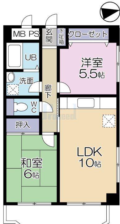 第2宝田ビル(2LDK/6階)の間取り写真