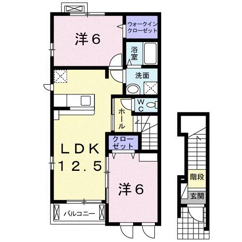 アダージョB(2LDK/2階)の間取り写真