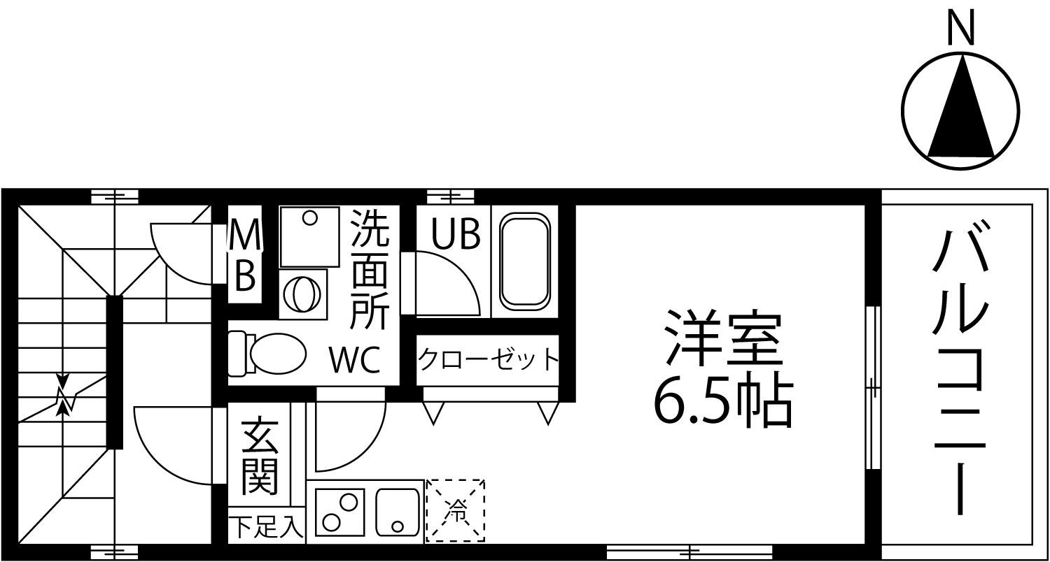 シャローム三田(ワンルーム/2階)の間取り写真