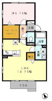 メイプルヒルズ(1LDK/1階)の間取り写真