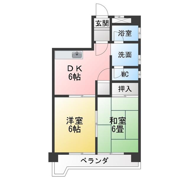 メゾンスガ(2DK/2階)の間取り写真