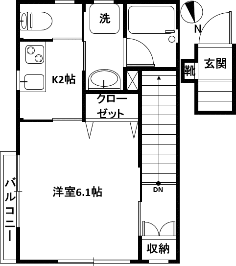 プライムタウン松戸(1K/2階)の間取り写真