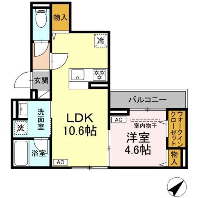 ヴェルレガーロ(1LDK/2階)の間取り写真