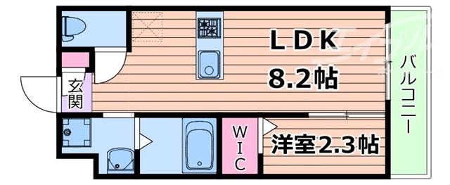 リアコート千里丘Iサウス(1LDK/2階)の間取り写真