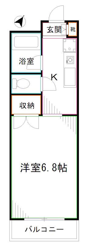 COURT5(1K/1階)の間取り写真