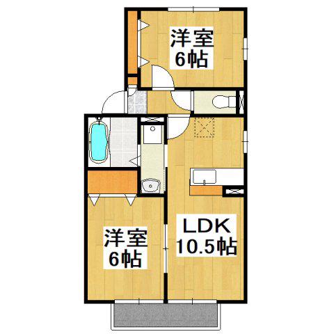 エターナヴィレッジB(2LDK/2階)の間取り写真