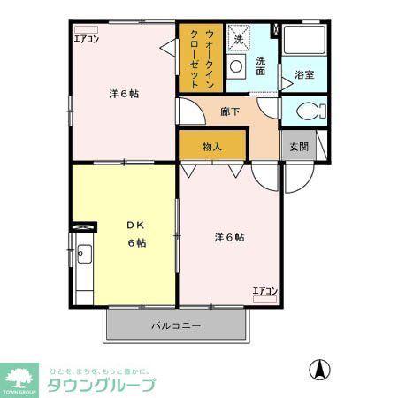 サニーウェルA・B(2DK/1階)の間取り写真