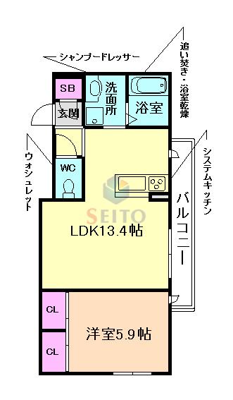 シャーメゾン蛍池 フロントオブステーション(1LDK/3階)の間取り写真