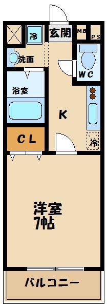 キングスコート(1K/2階)の間取り写真