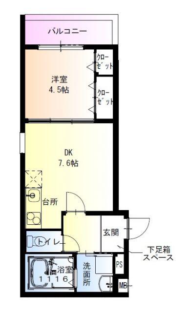 フジパレス和歌山元寺町I番館(1DK/3階)の間取り写真