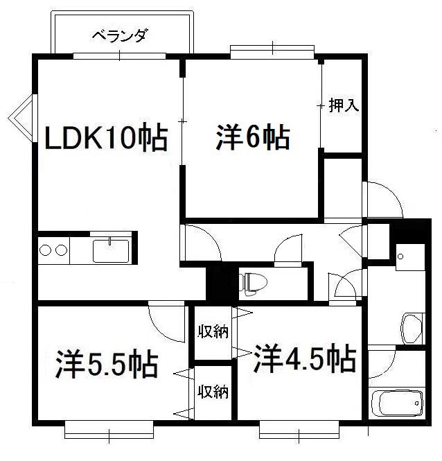 レジデンス1番館(3LDK/1階)の間取り写真