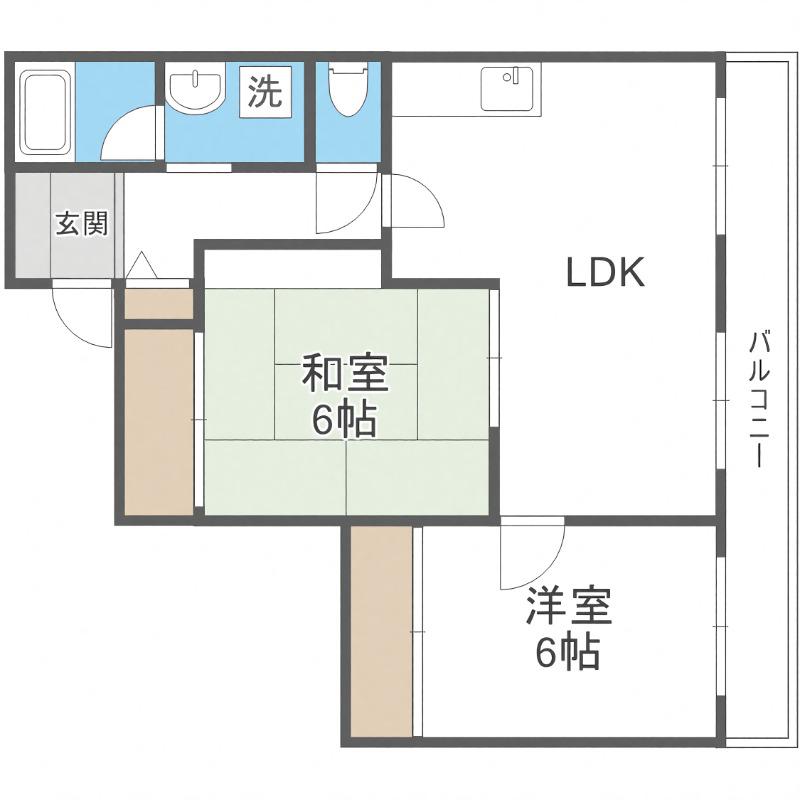 サンシャイン中島公園(2LDK/3階)の間取り写真
