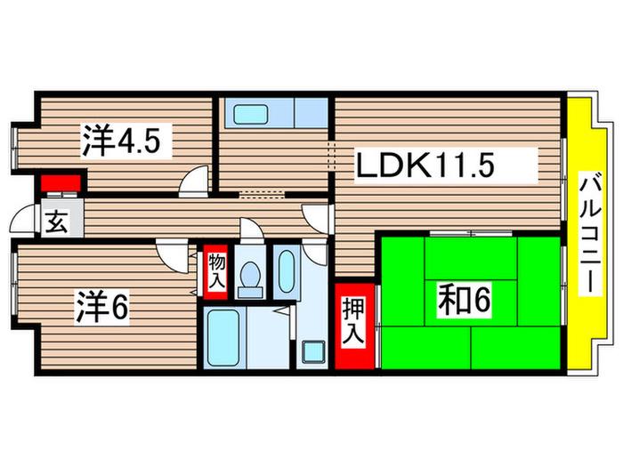 アーバン・ヒルズ21(3LDK/8階)の間取り写真