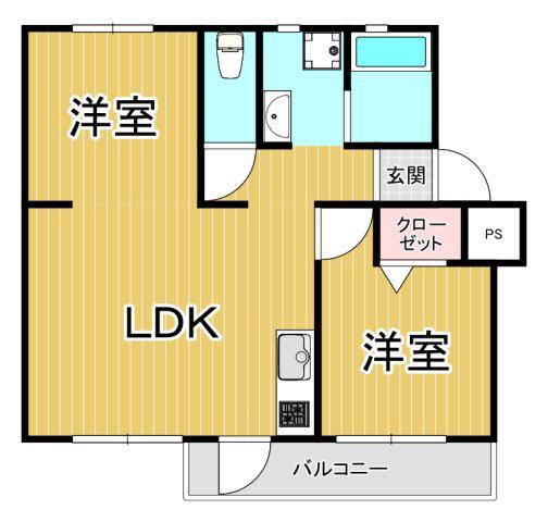 宝梅園1号棟(2LDK/5階)の間取り写真