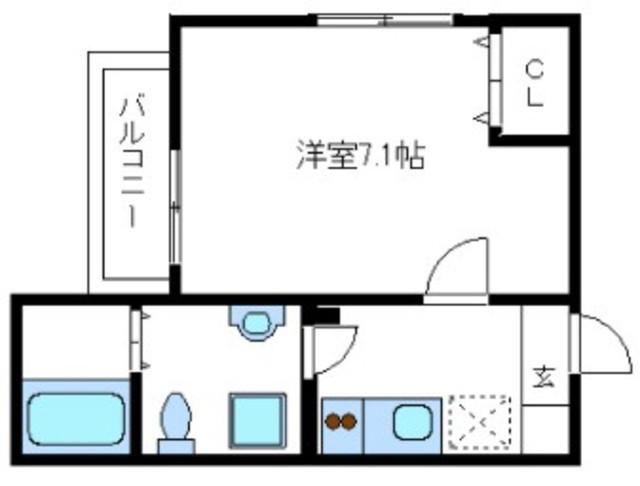 FUJISTA所沢(1K/1階)の間取り写真
