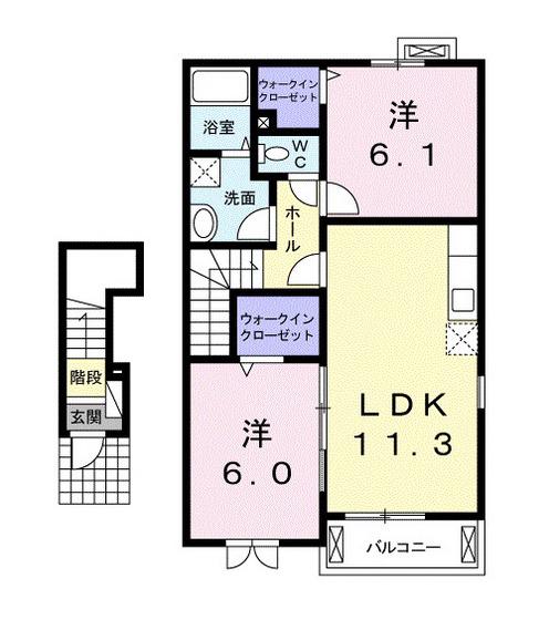 ヴィラ ハーティ(2LDK/2階)の間取り写真