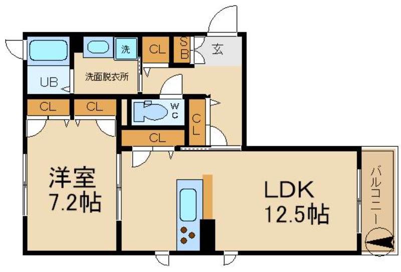 シャーメゾン緑橋(1LDK/3階)の間取り写真