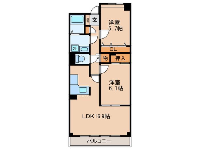 ピュアフィールド新横浜(2LDK/8階)の間取り写真