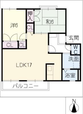 プラムハウス B棟(2LDK/2階)の間取り写真