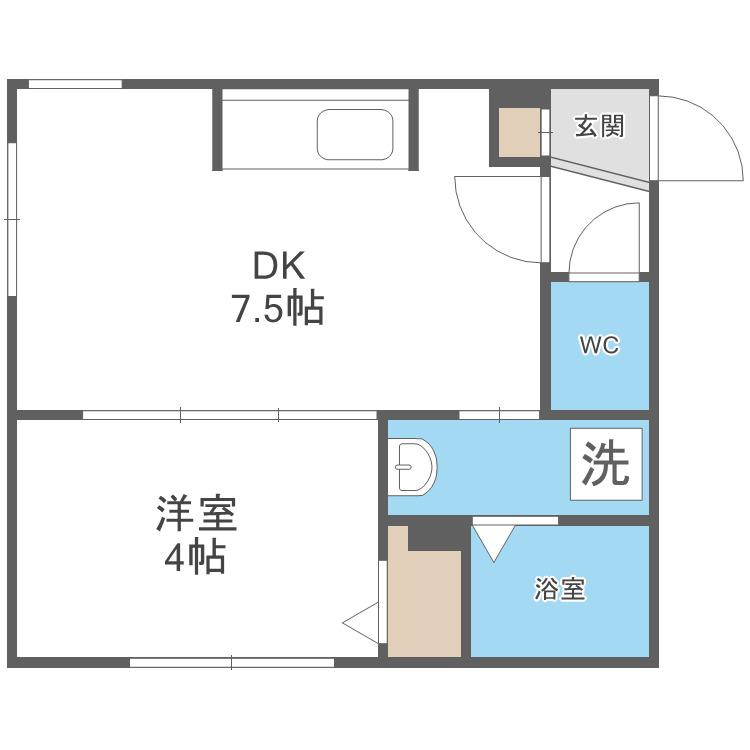 MAISON KAMUY 本郷通(1DK/2階)の間取り写真