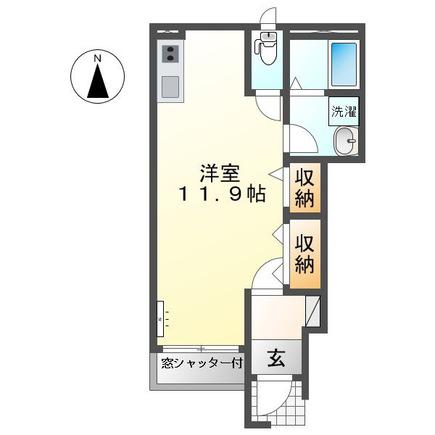 カサ デ コア II棟(ワンルーム/1階)の間取り写真