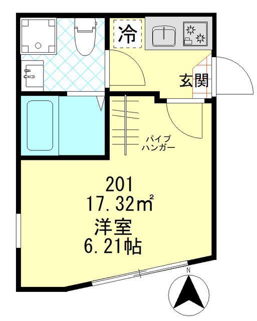 PRIME BLOOM(1K/2階)の間取り写真