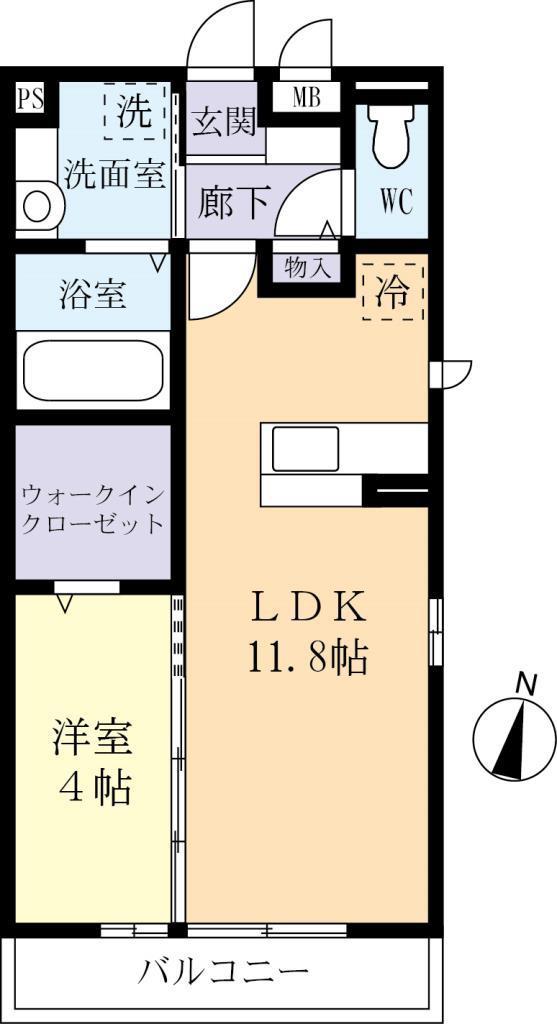 アズール ヴィラ(1LDK/2階)の間取り写真