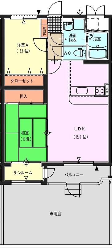 グリーンエンジェル(2LDK/1階)の間取り写真