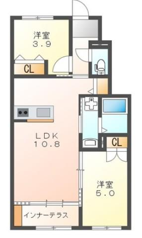 フィネッツア(2LDK/1階)の間取り写真