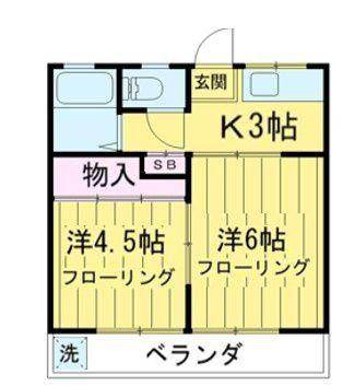 本八幡サンローズ(2K/2階)の間取り写真