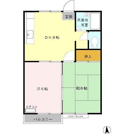 クローバーハイツ(2DK/2階)の間取り写真