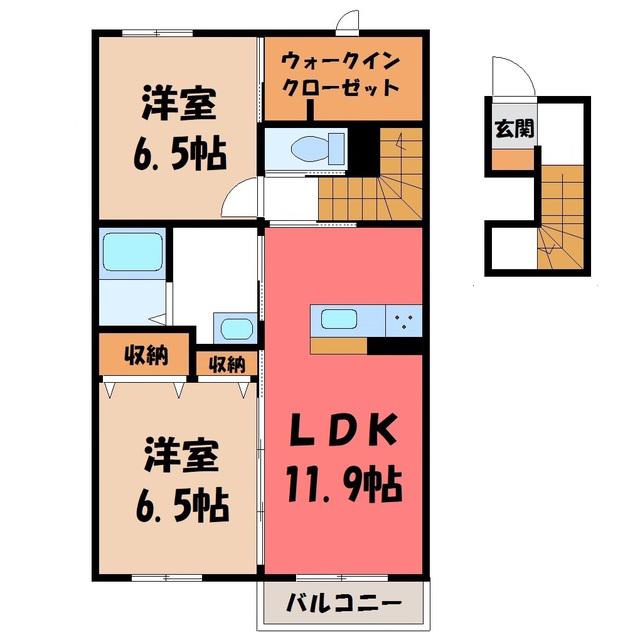 カナーレ(2LDK/2階)の間取り写真