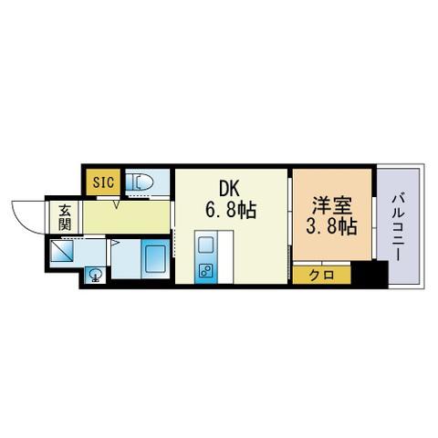 ラファセアリービオ博多(1LDK/7階)の間取り写真