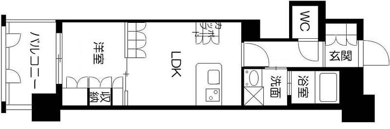 サンロージュ薬院駅前(1LDK/6階)の間取り写真