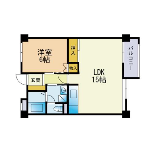 ルナパーク井尻(1LDK/2階)の間取り写真