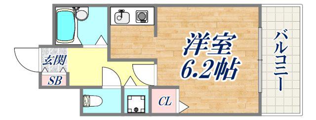 ロイヤルヒル神戸三ノ宮(1K/4階)の間取り写真