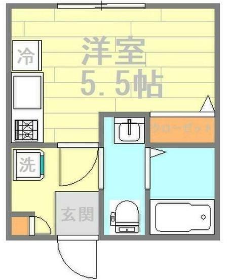 デン小机(ワンルーム/2階)の間取り写真