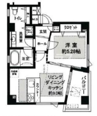 ポコアポコ三宮ハイタワー(1LDK/6階)の間取り写真