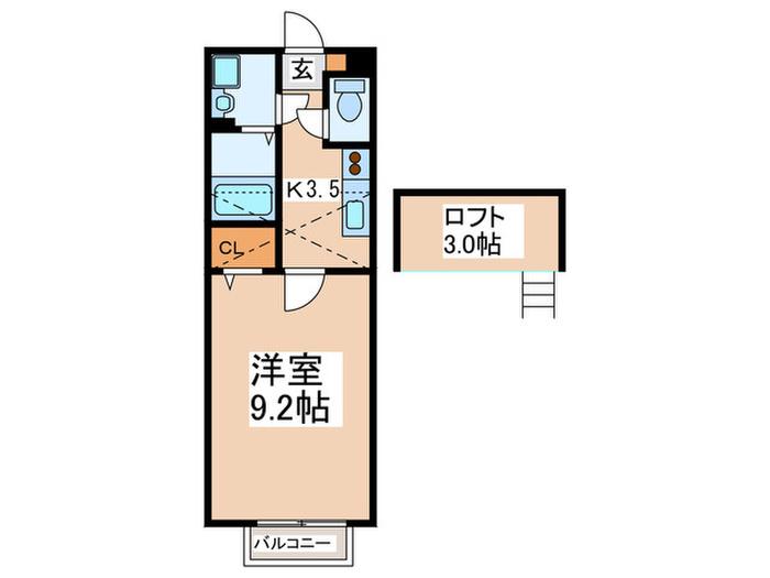 エスペランサ中山(1K/2階)の間取り写真