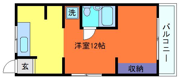 寺口ハイツ(ワンルーム/1階)の間取り写真