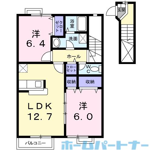 セレノ住友A(2LDK/2階)の間取り写真