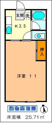 コーポ サンライト 備品付き(1K/1階)の間取り写真