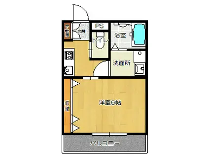 SOURIRE安芸中野駅前(1K/3階)の間取り写真
